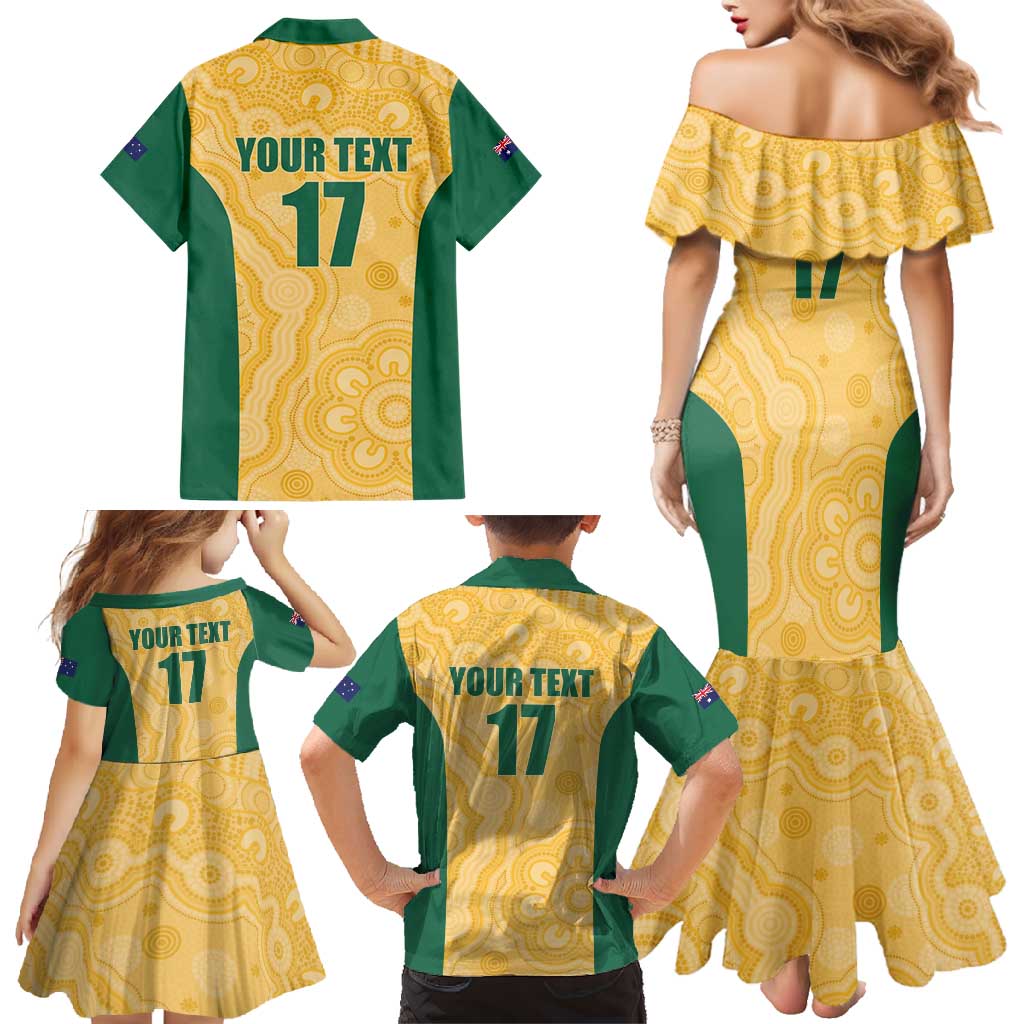 Custom Australia Rugby Family Matching Mermaid Dress and Hawaiian Shirt Kangaroo Mascot