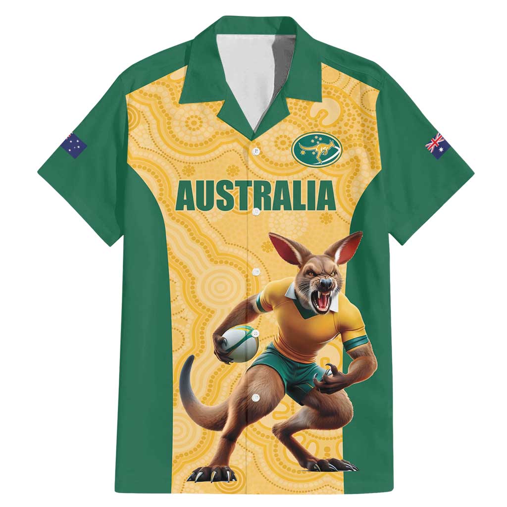 Custom Australia Rugby Family Matching Mermaid Dress and Hawaiian Shirt Kangaroo Mascot