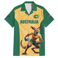 Custom Australia Rugby Family Matching Off The Shoulder Long Sleeve Dress and Hawaiian Shirt Kangaroo Mascot