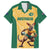 Custom Australia Rugby Family Matching Off Shoulder Short Dress and Hawaiian Shirt Kangaroo Mascot