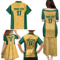 Custom Australia Rugby Family Matching Puletasi and Hawaiian Shirt Kangaroo Mascot