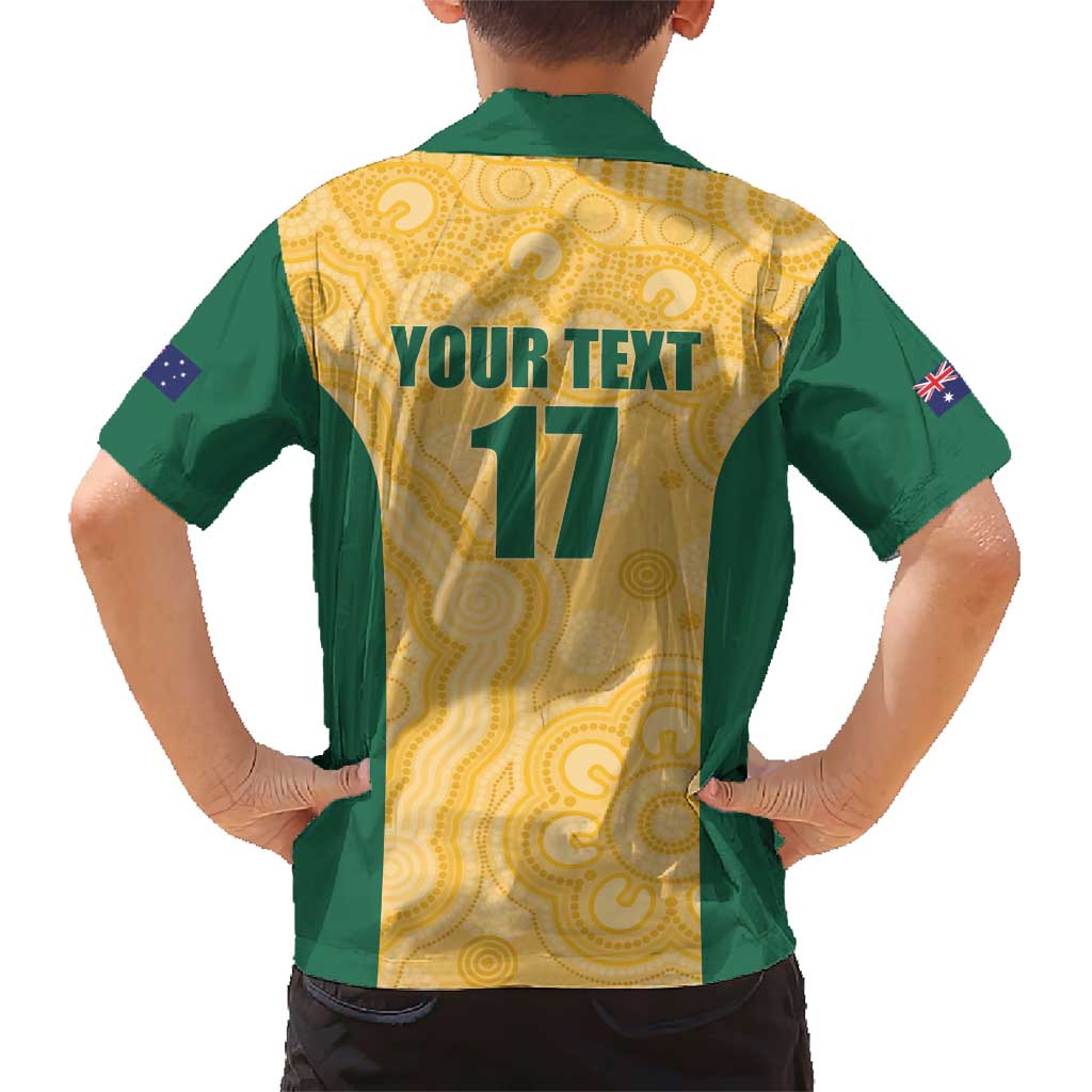 Custom Australia Rugby Family Matching Short Sleeve Bodycon Dress and Hawaiian Shirt Kangaroo Mascot