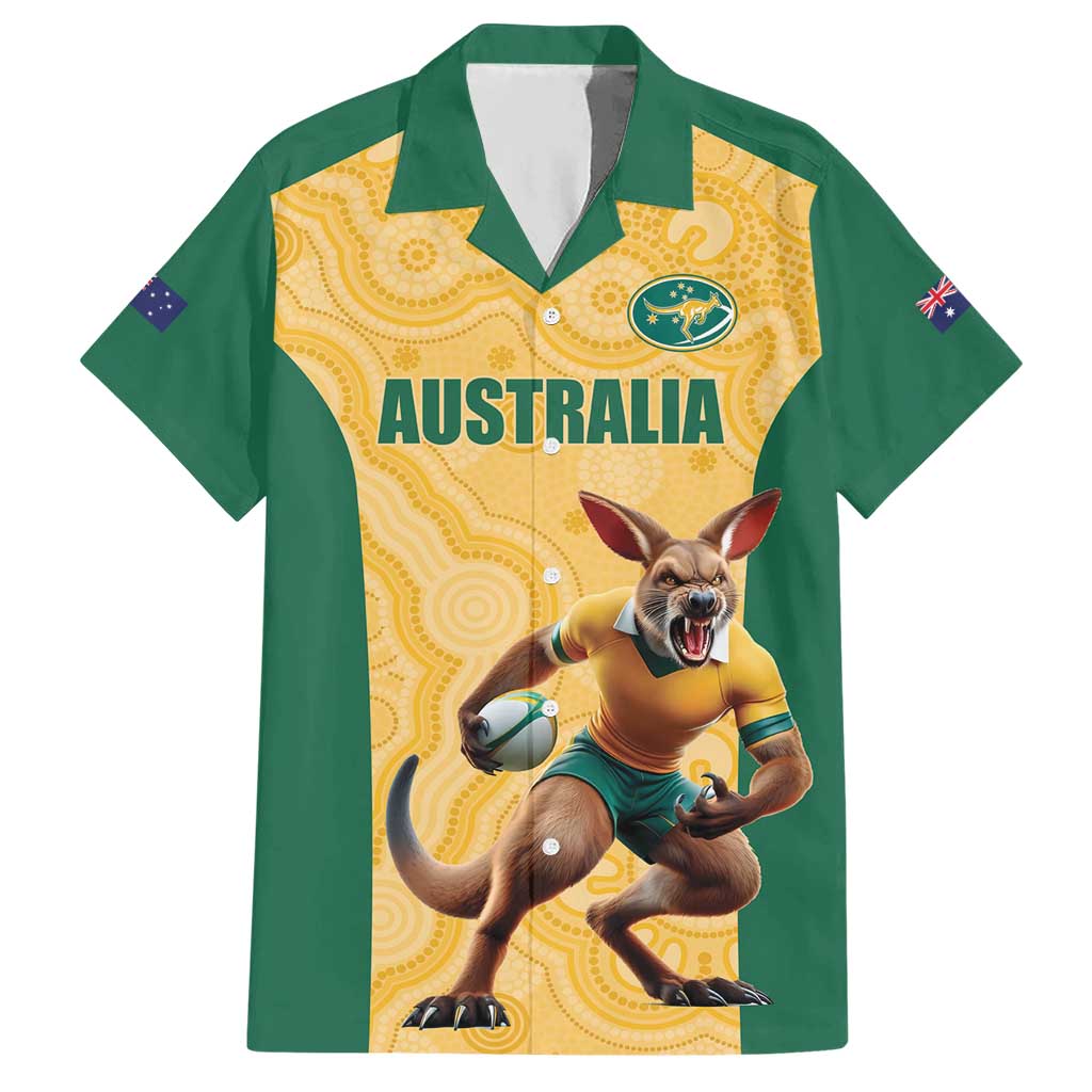 Custom Australia Rugby Hawaiian Shirt Kangaroo Mascot