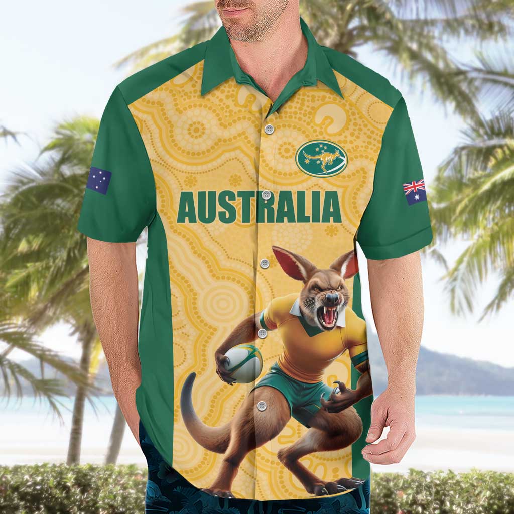 Custom Australia Rugby Hawaiian Shirt Kangaroo Mascot