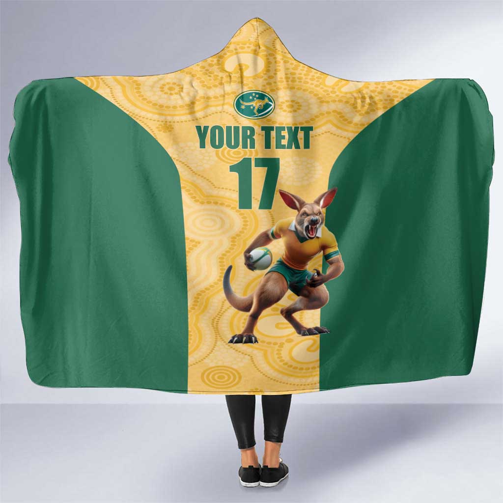 Custom Australia Rugby Hooded Blanket Kangaroo Mascot
