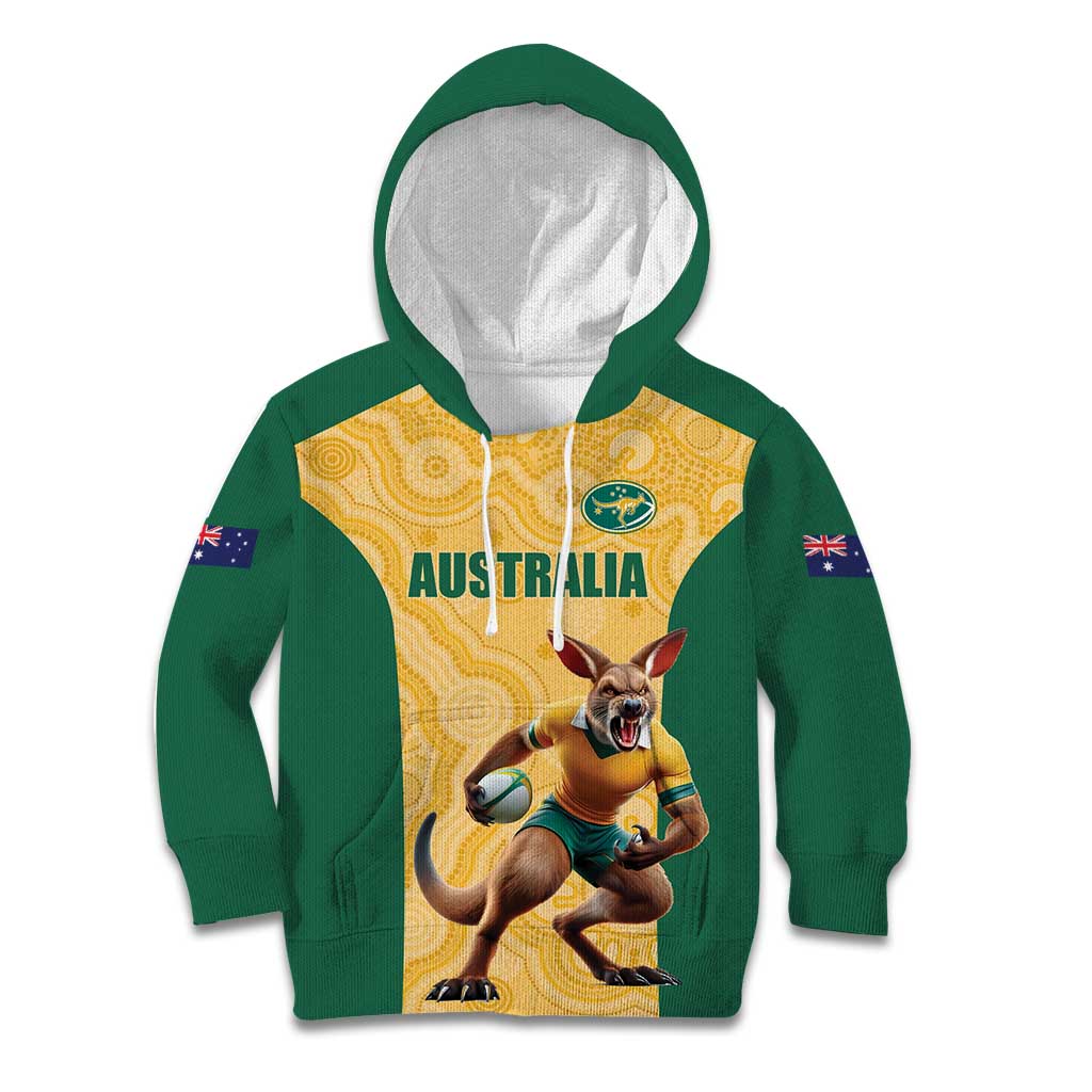 Custom Australia Rugby Kid Hoodie Kangaroo Mascot