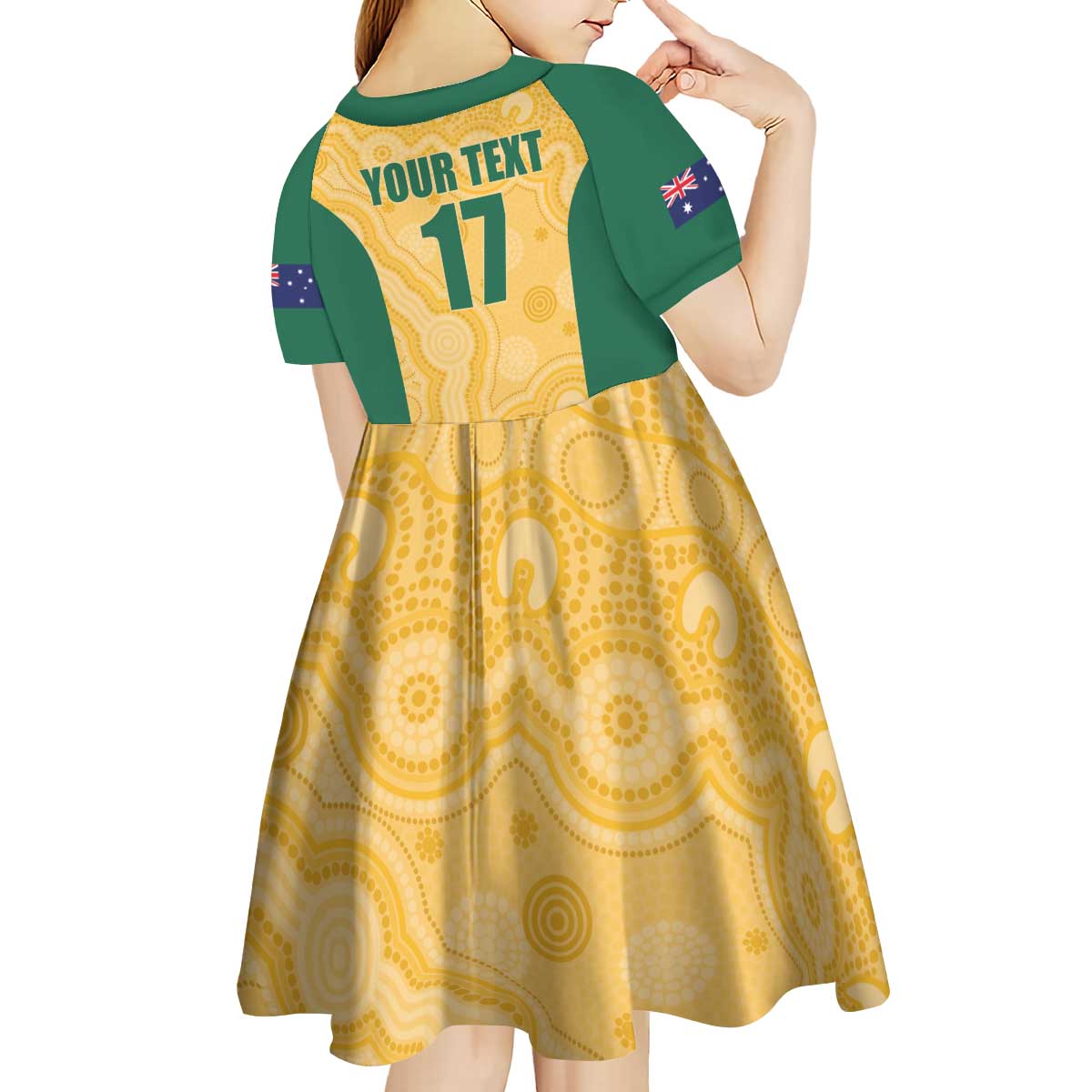 Custom Australia Rugby Kid Short Sleeve Dress Kangaroo Mascot