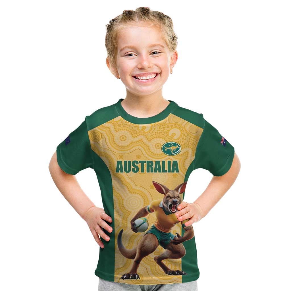 Custom Australia Rugby Kid T Shirt Kangaroo Mascot