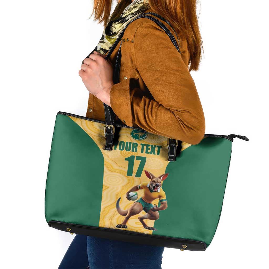 Custom Australia Rugby Leather Tote Bag Kangaroo Mascot
