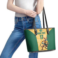 Custom Australia Rugby Leather Tote Bag Kangaroo Mascot