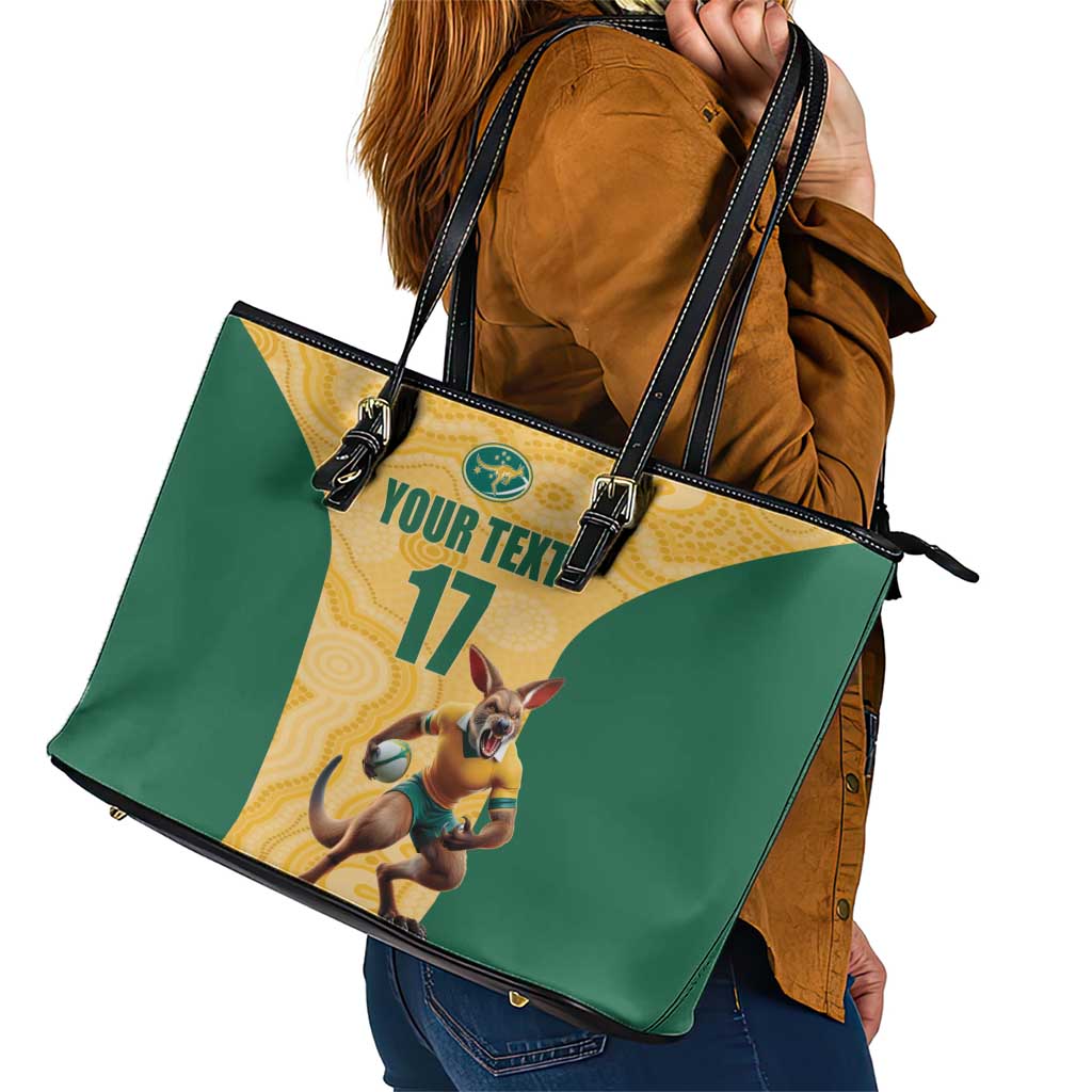 Custom Australia Rugby Leather Tote Bag Kangaroo Mascot