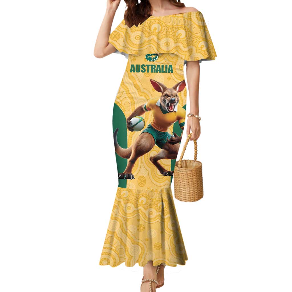 Custom Australia Rugby Mermaid Dress Kangaroo Mascot