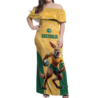 Custom Australia Rugby Off Shoulder Maxi Dress Kangaroo Mascot