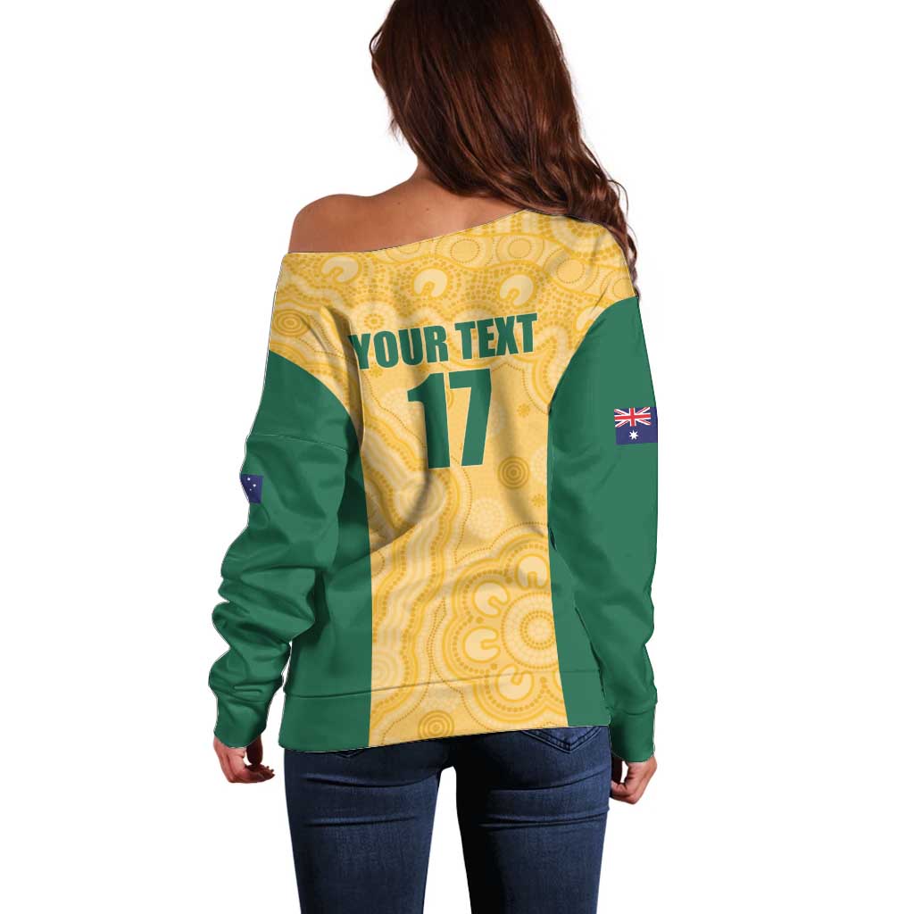 Custom Australia Rugby Off Shoulder Sweater Kangaroo Mascot