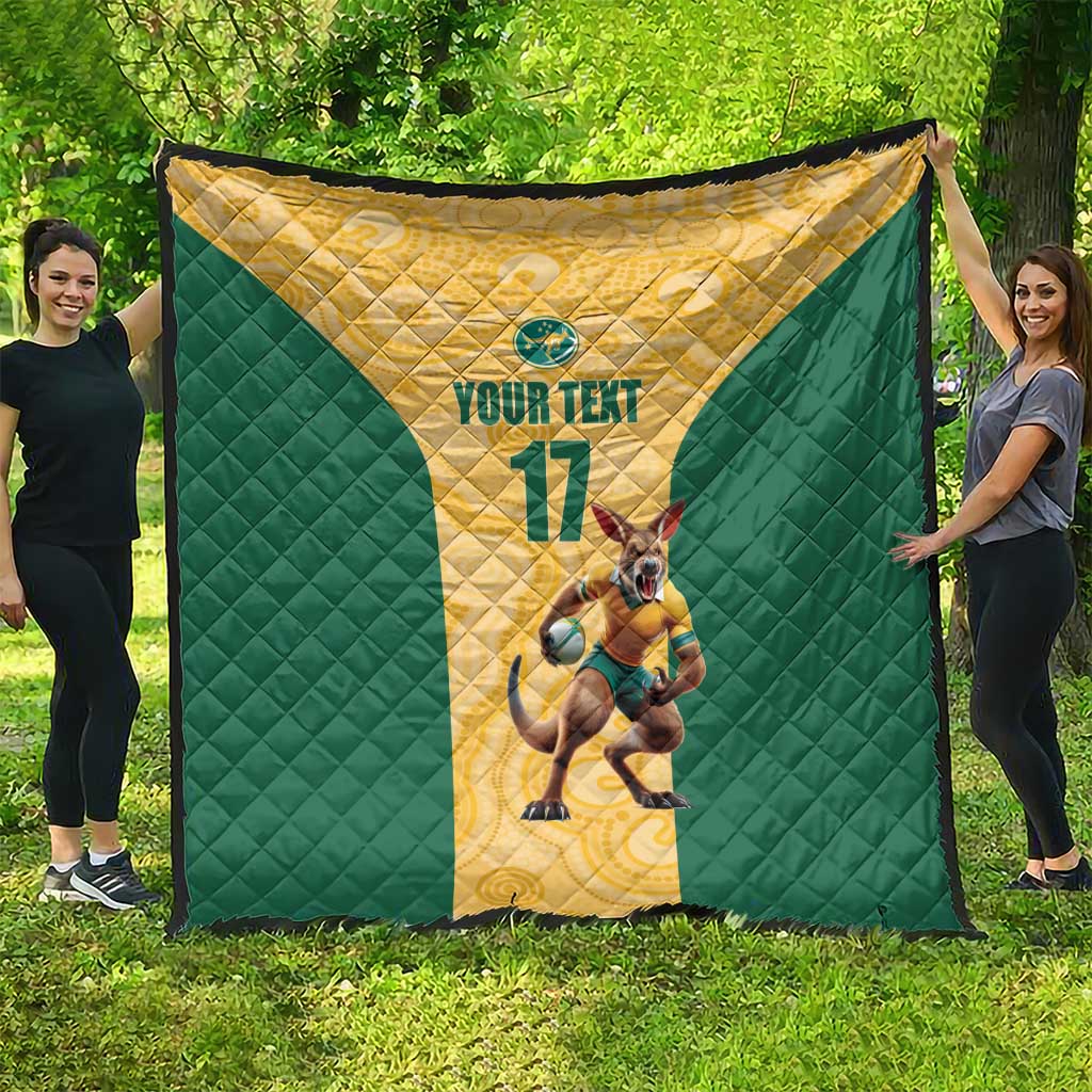 Custom Australia Rugby Quilt Kangaroo Mascot