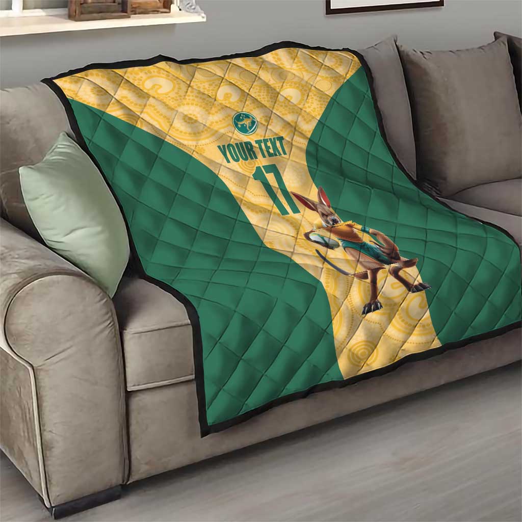 Custom Australia Rugby Quilt Kangaroo Mascot