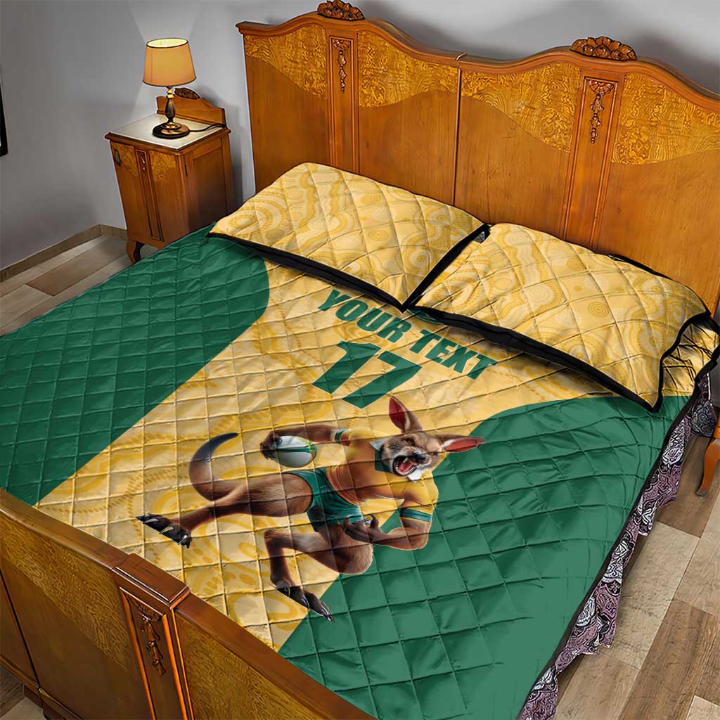 Custom Australia Rugby Quilt Bed Set Kangaroo Mascot
