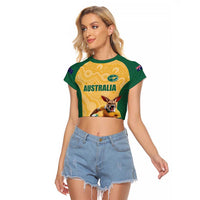 Custom Australia Rugby Raglan Cropped T Shirt Kangaroo Mascot