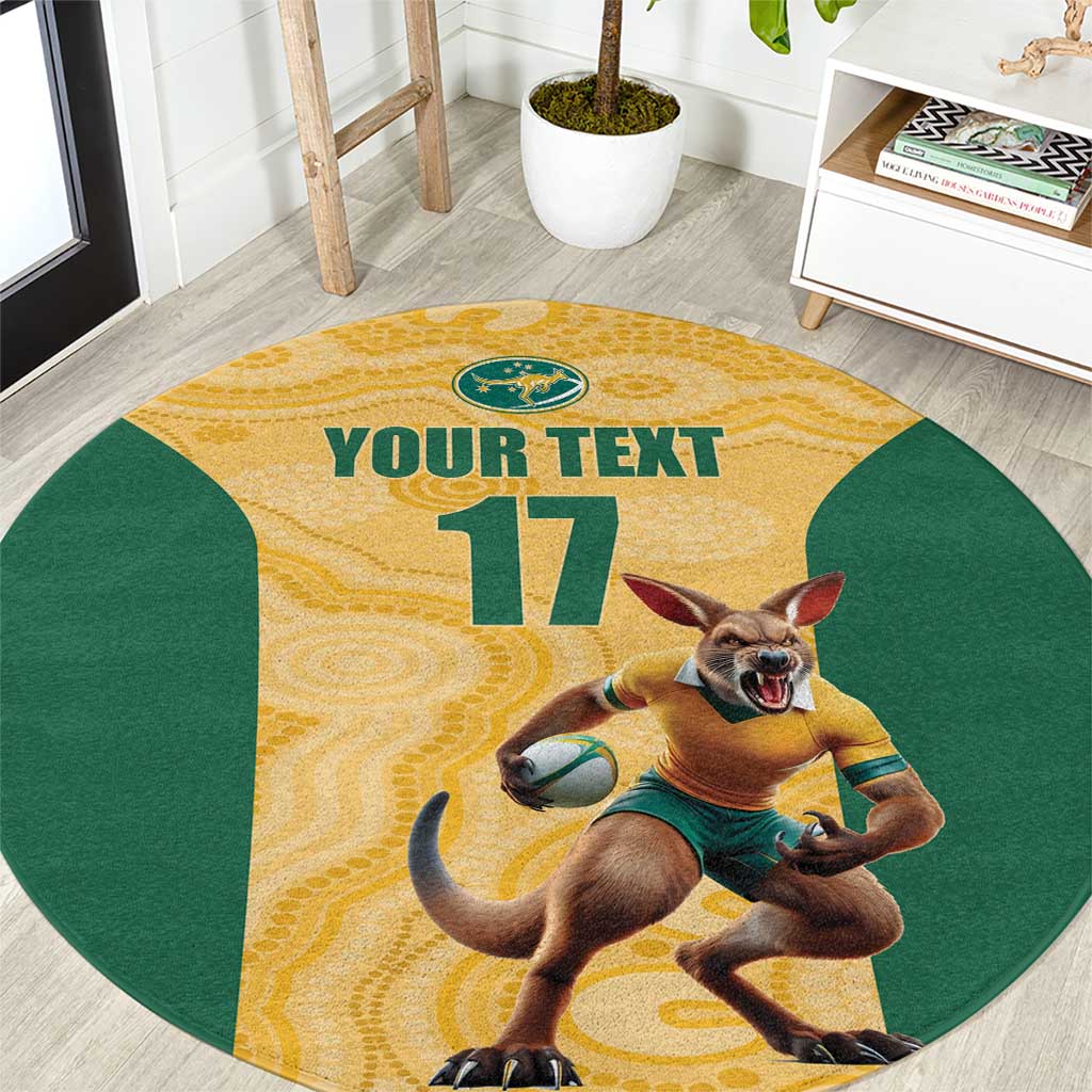 Custom Australia Rugby Round Carpet Kangaroo Mascot