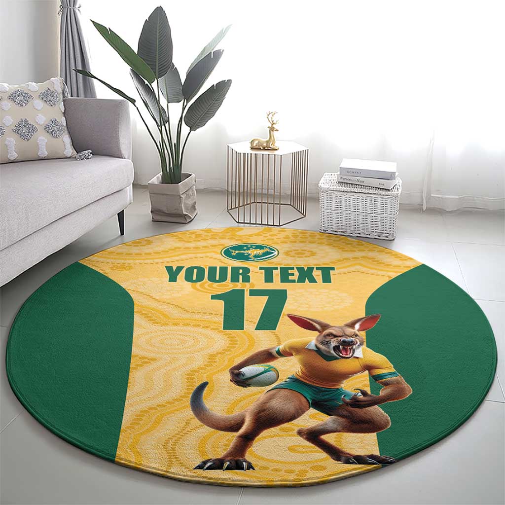 Custom Australia Rugby Round Carpet Kangaroo Mascot