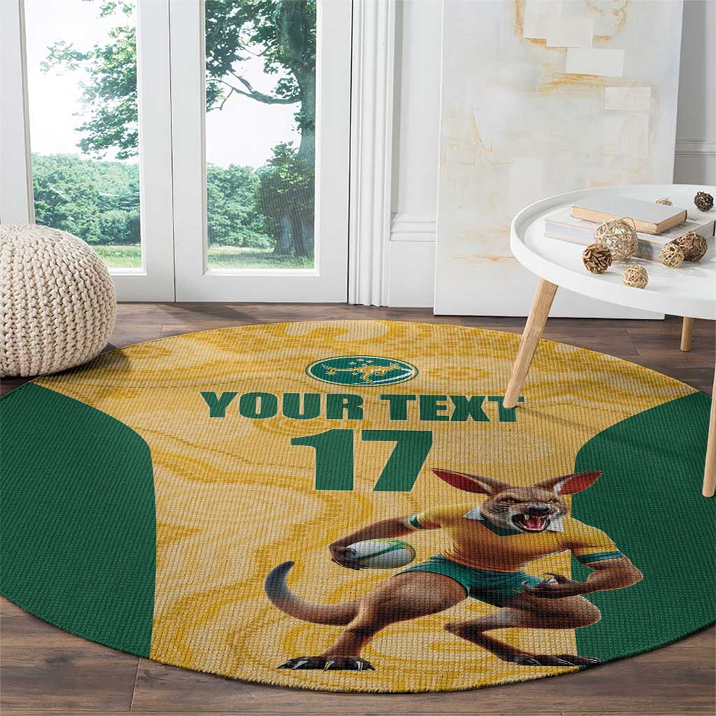 Custom Australia Rugby Round Carpet Kangaroo Mascot