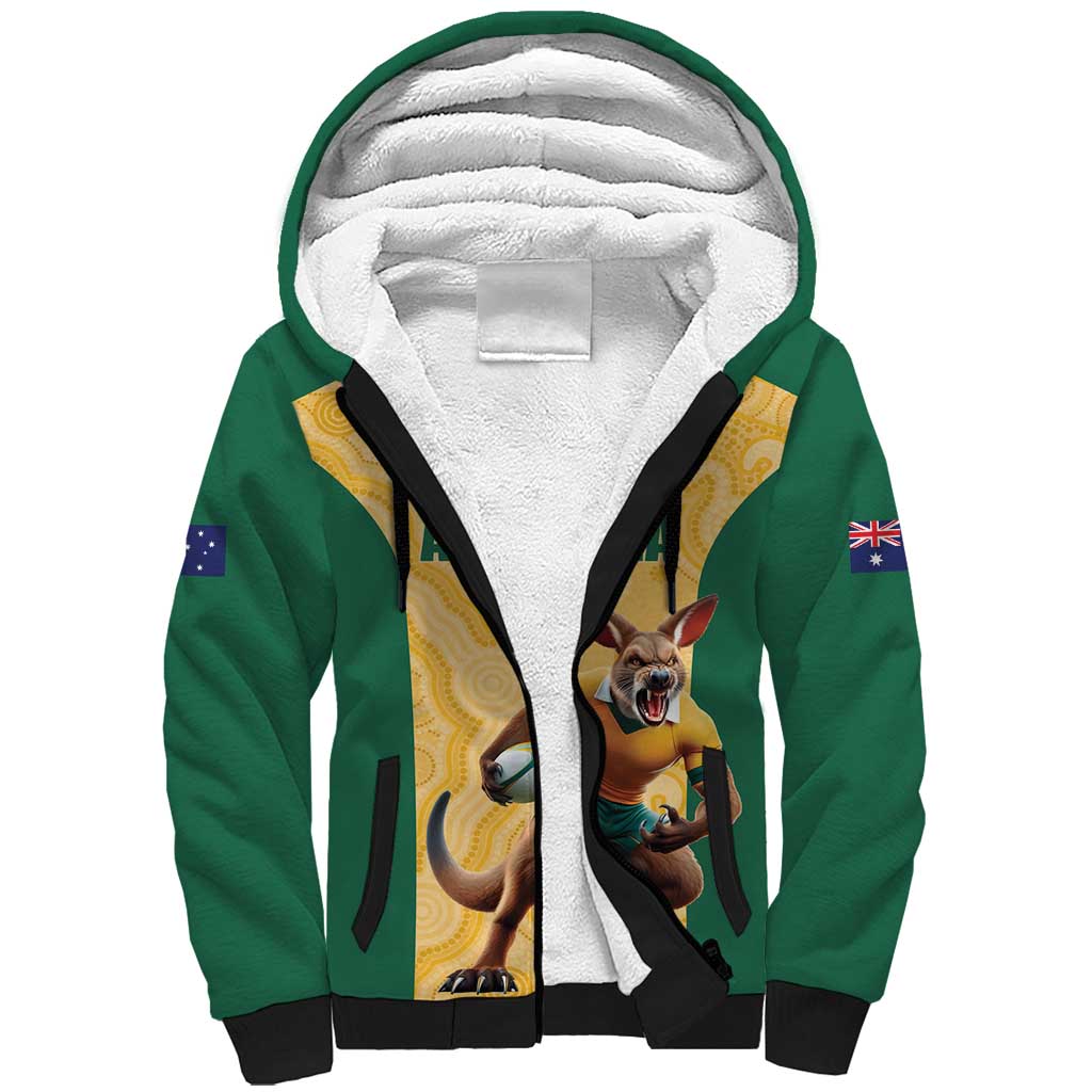 Custom Australia Rugby Sherpa Hoodie Kangaroo Mascot