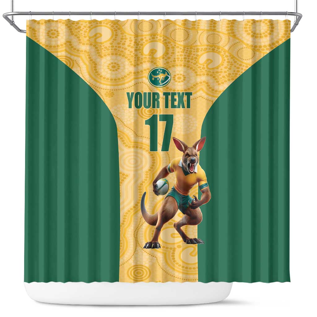 Custom Australia Rugby Shower Curtain Kangaroo Mascot