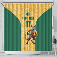 Custom Australia Rugby Shower Curtain Kangaroo Mascot