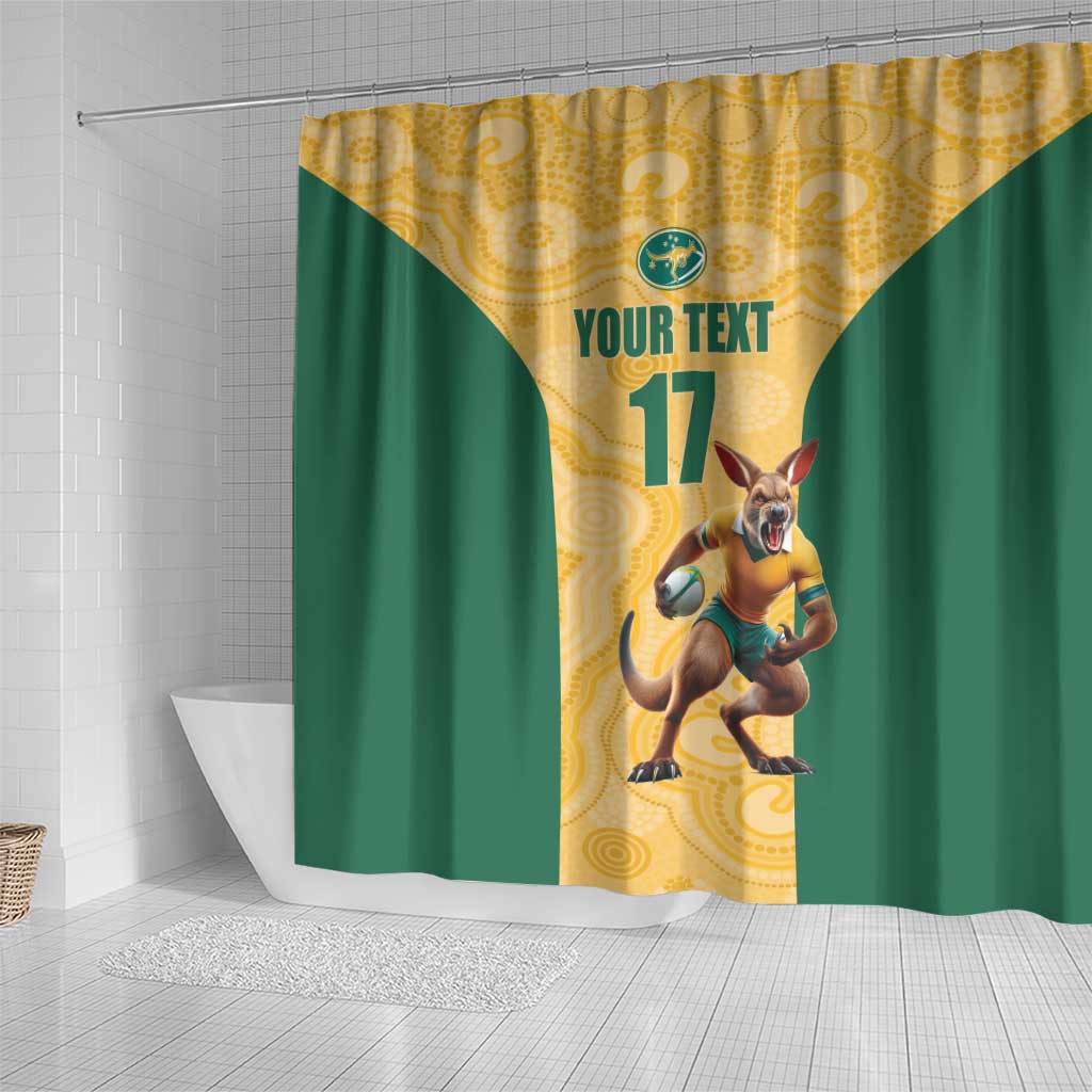 Custom Australia Rugby Shower Curtain Kangaroo Mascot