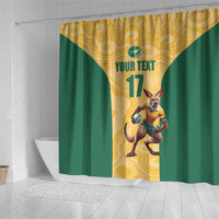 Custom Australia Rugby Shower Curtain Kangaroo Mascot