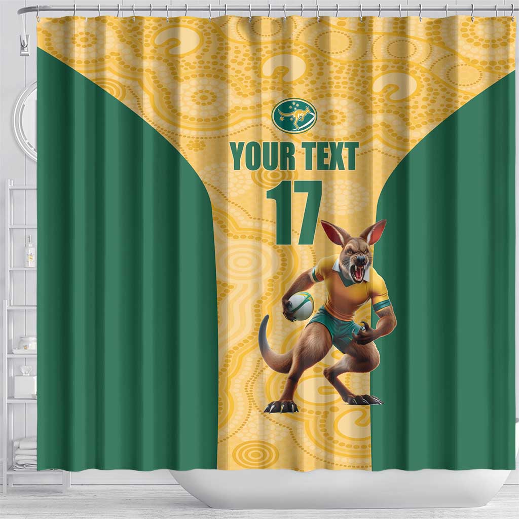 Custom Australia Rugby Shower Curtain Kangaroo Mascot