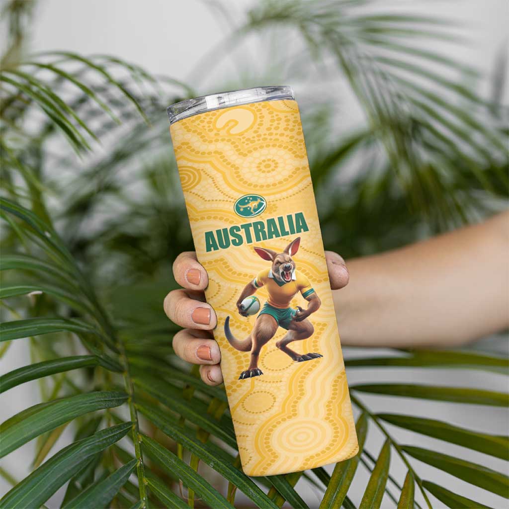 Custom Australia Rugby Skinny Tumbler Kangaroo Mascot