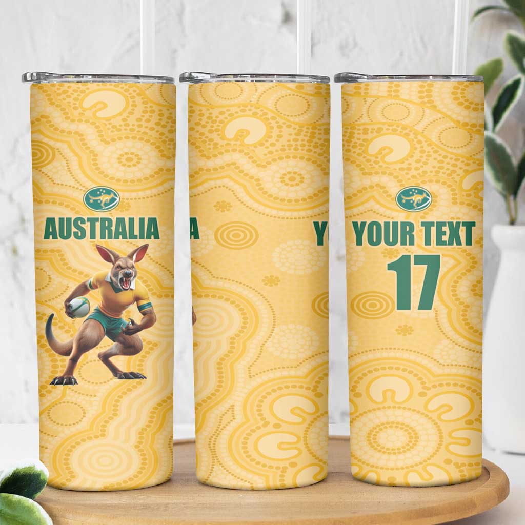 Custom Australia Rugby Skinny Tumbler Kangaroo Mascot
