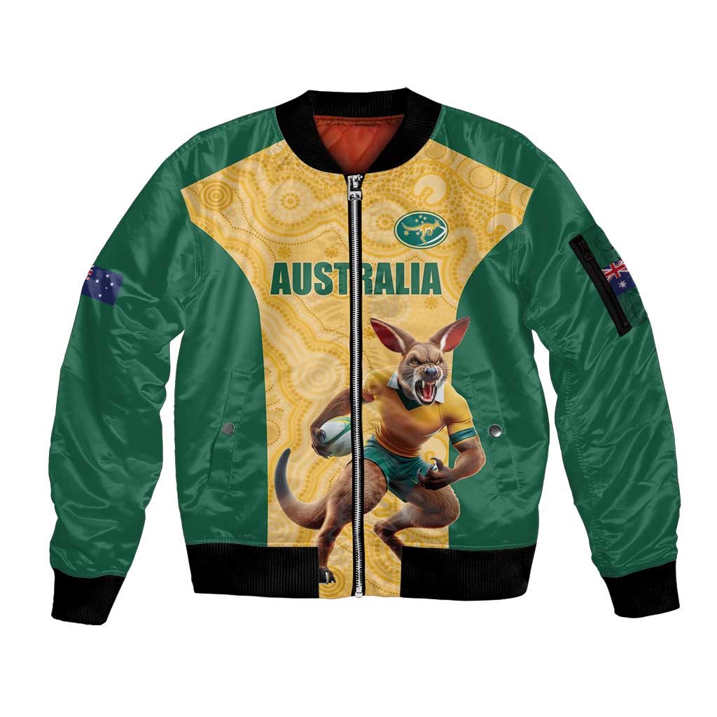Custom Australia Rugby Sleeve Zip Bomber Jacket Kangaroo Mascot