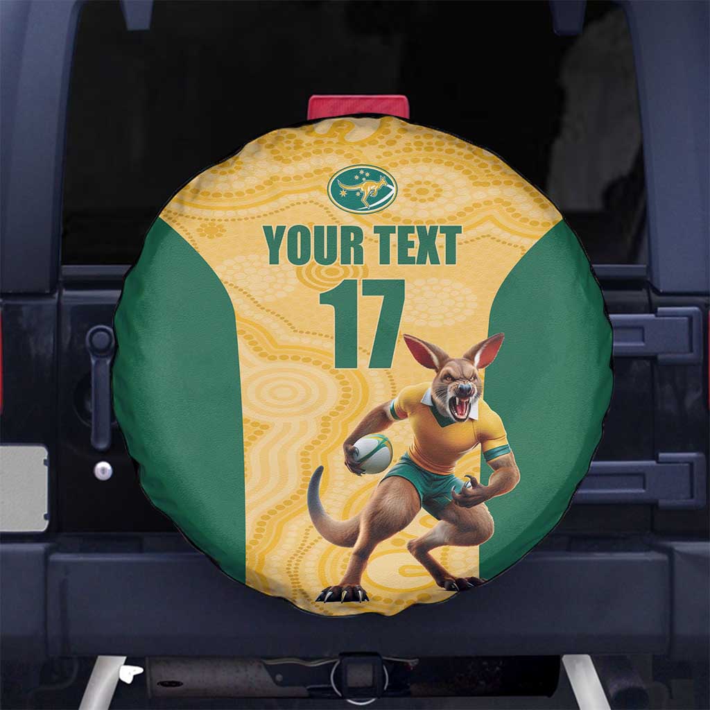 Custom Australia Rugby Spare Tire Cover Kangaroo Mascot