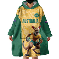 Custom Australia Rugby Wearable Blanket Hoodie Kangaroo Mascot