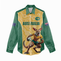 Custom Australia Rugby Women Casual Shirt Kangaroo Mascot