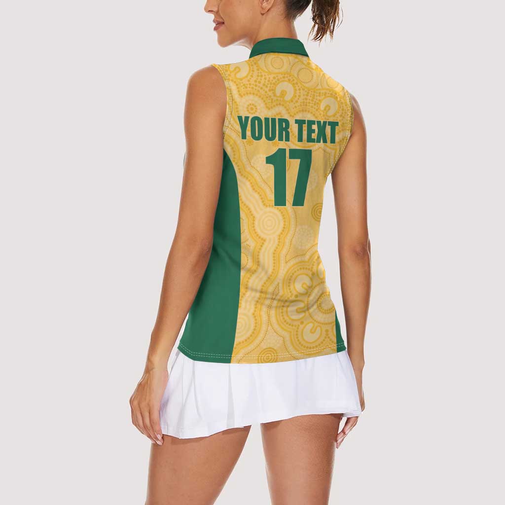Custom Australia Rugby Women Sleeveless Polo Shirt Kangaroo Mascot