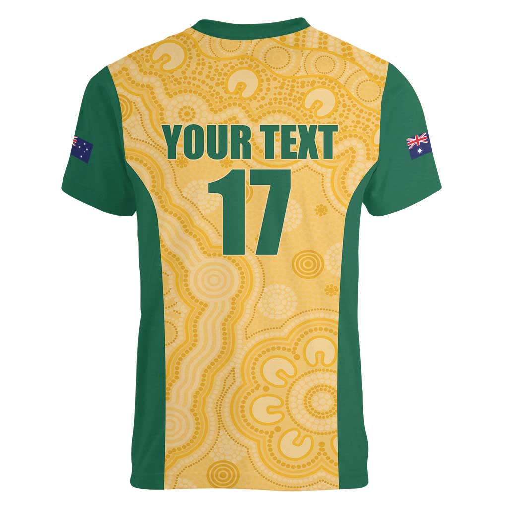 Custom Australia Rugby Women V-Neck T-Shirt Kangaroo Mascot