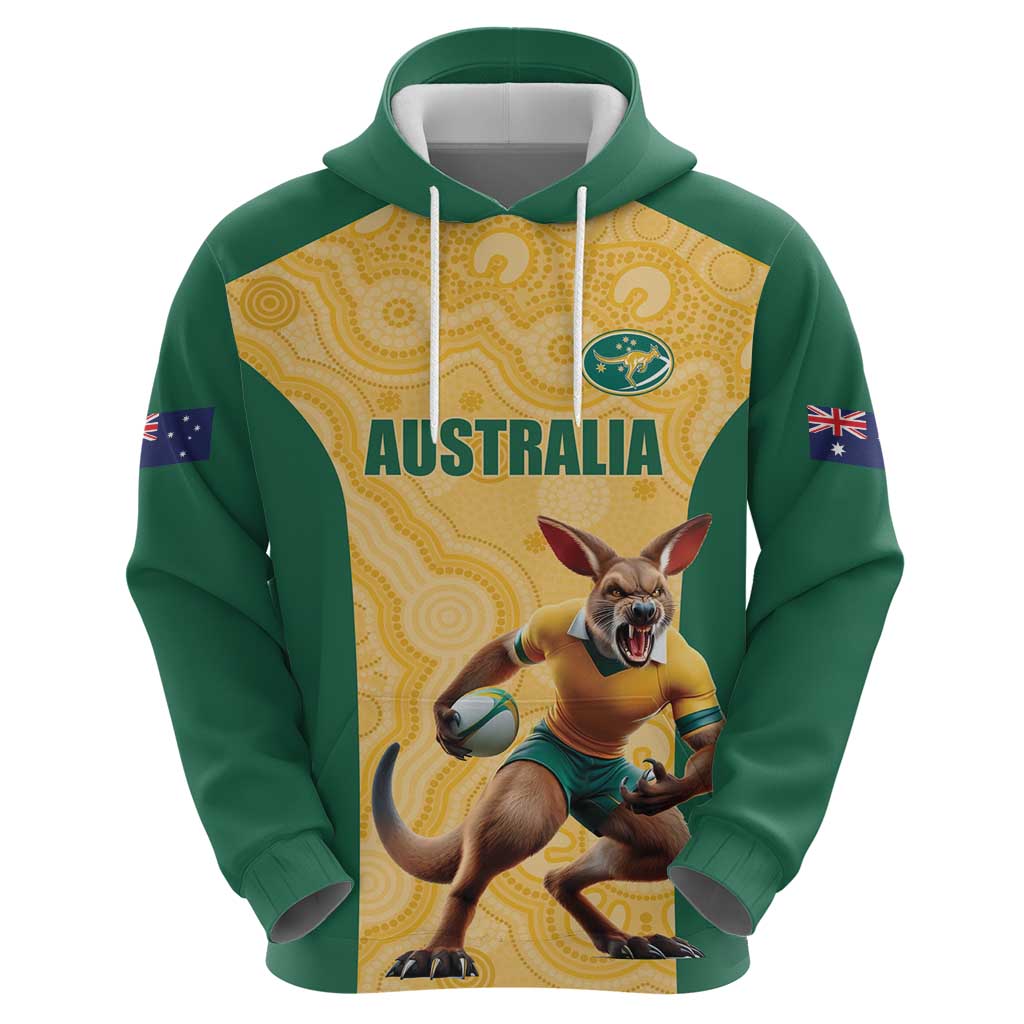 Custom Australia Rugby Zip Hoodie Kangaroo Mascot