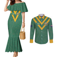 Custom Australia Rugby Couples Matching Mermaid Dress and Long Sleeve Button Shirt Sporty Style