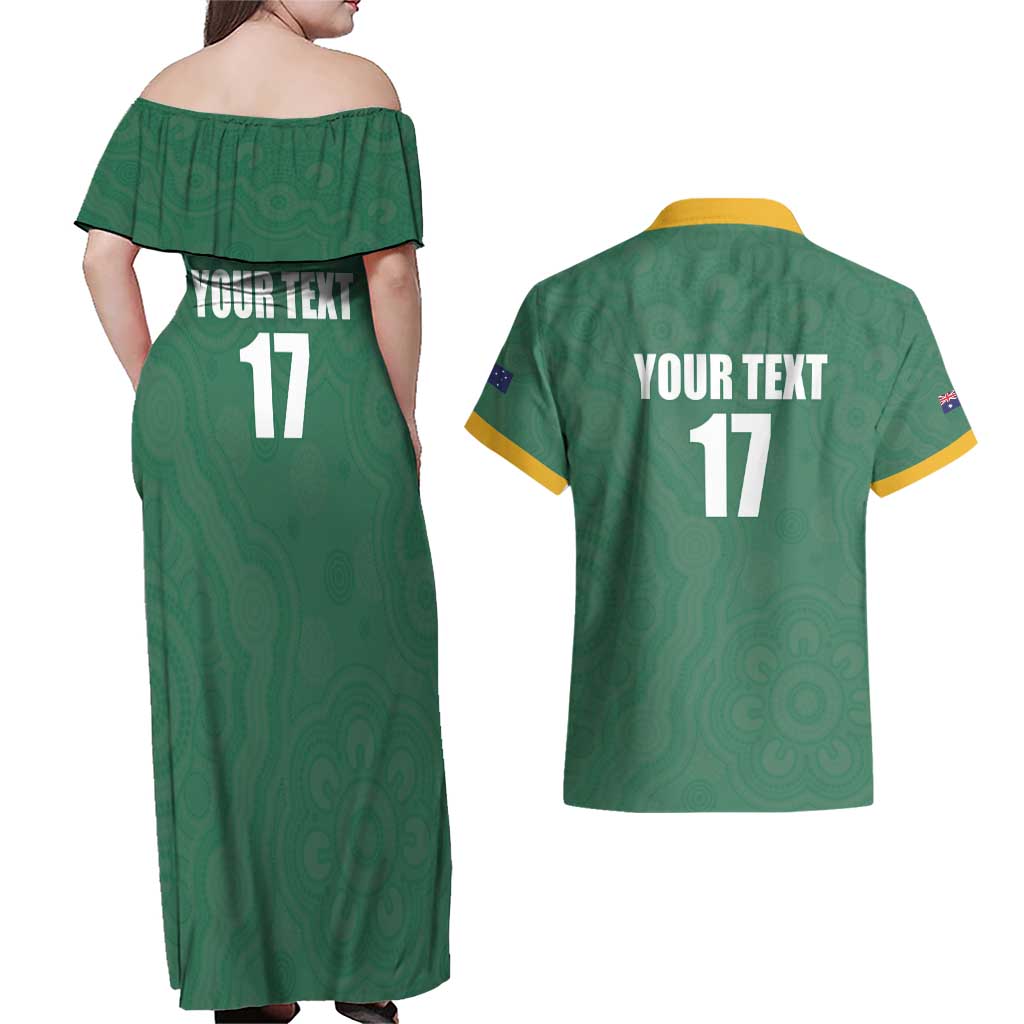 Custom Australia Rugby Couples Matching Off Shoulder Maxi Dress and Hawaiian Shirt Sporty Style