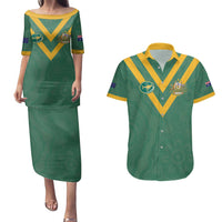 Custom Australia Rugby Couples Matching Puletasi and Hawaiian Shirt Sporty Style