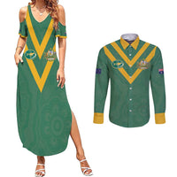 Custom Australia Rugby Couples Matching Summer Maxi Dress and Long Sleeve Button Shirt Sporty Style