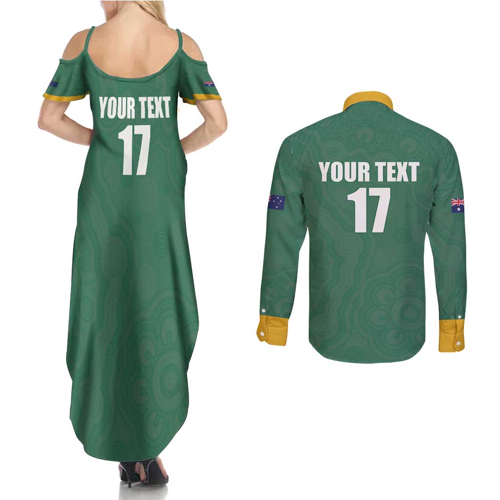 Custom Australia Rugby Couples Matching Summer Maxi Dress and Long Sleeve Button Shirt Sporty Style