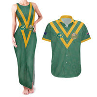 Custom Australia Rugby Couples Matching Tank Maxi Dress and Hawaiian Shirt Sporty Style