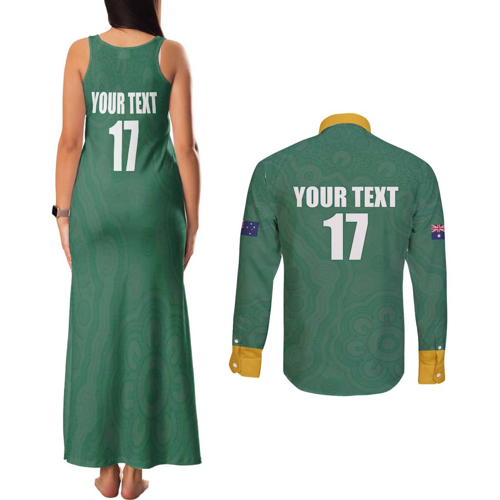 Custom Australia Rugby Couples Matching Tank Maxi Dress and Long Sleeve Button Shirt Sporty Style