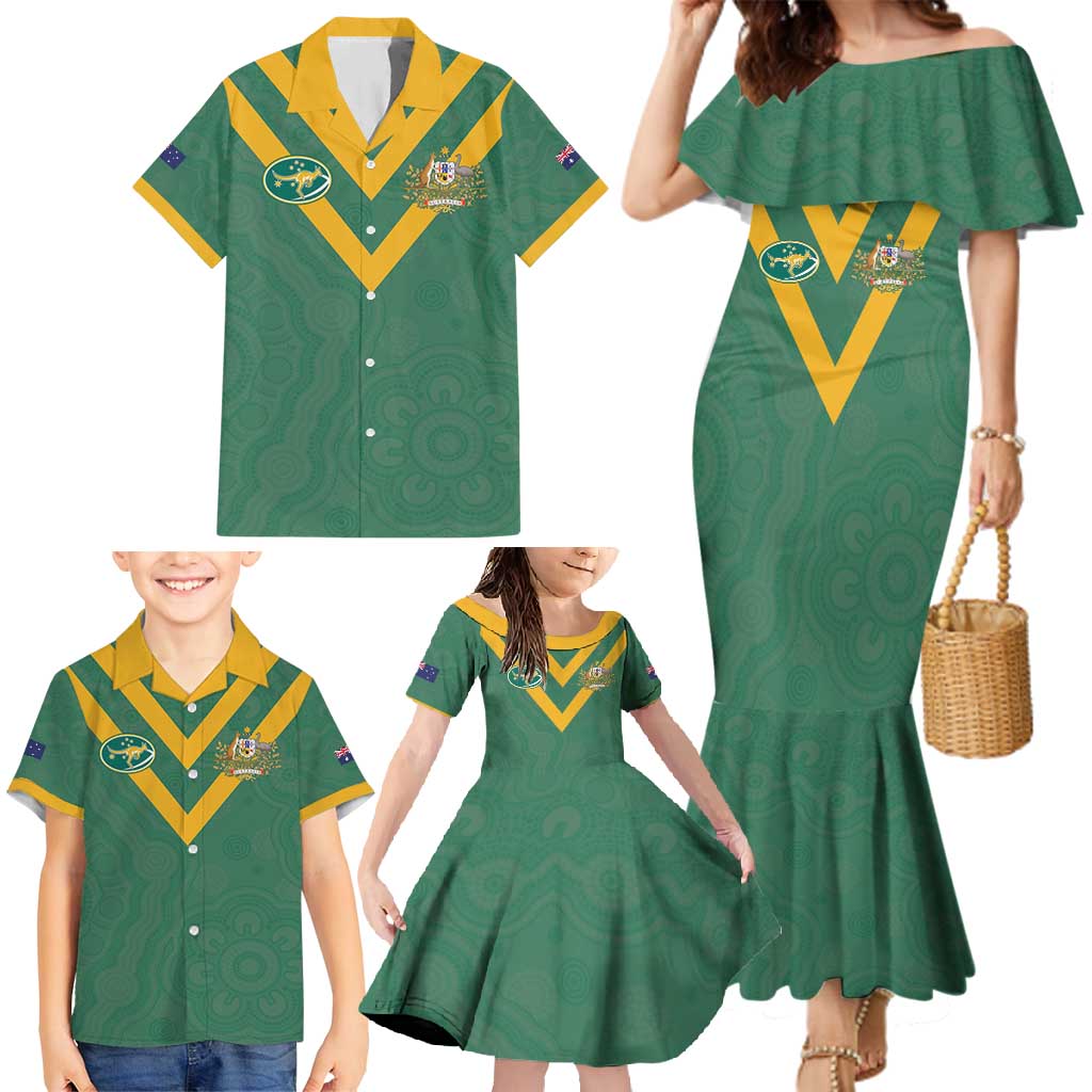 Custom Australia Rugby Family Matching Mermaid Dress and Hawaiian Shirt Sporty Style