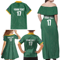 Custom Australia Rugby Family Matching Off Shoulder Maxi Dress and Hawaiian Shirt Sporty Style
