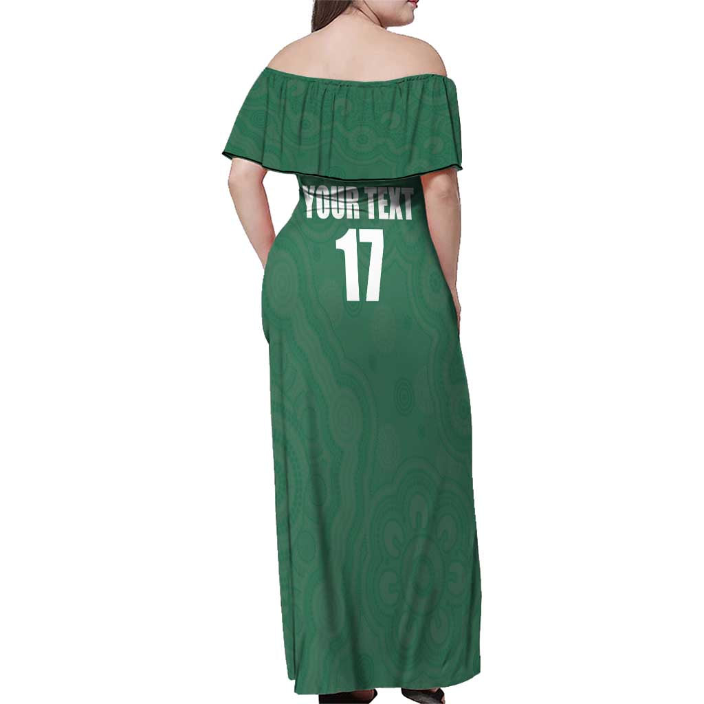 Custom Australia Rugby Family Matching Off Shoulder Maxi Dress and Hawaiian Shirt Sporty Style